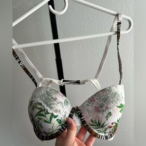 Tropical Lace Trim Bra 34C